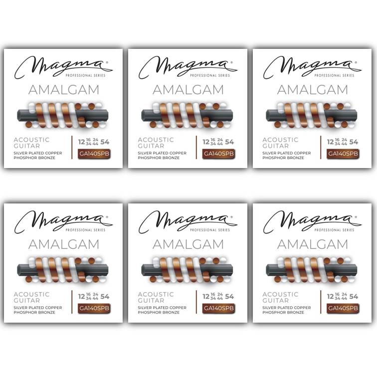 [GA140SPB-6] Set Cuerdas Guit Acustica Magma - Medium Light Cuerdas Guit Acustica AMALGAM (Phosp. Broze-Silver Plated) Set .012" - .054" - 6 Set (GA140SPB-6)