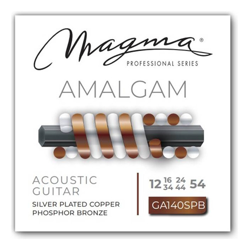 [GA140SPB] Set Cuerdas Guit Acustica Magma - Medium Light Cuerdas Guit Acustica AMALGAM Phosp. Broze-Silver Plated Set .012" - .054" - 1 Set (GA140SPB)