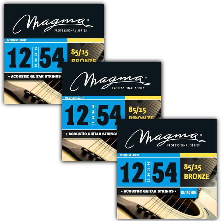 [GA140B85-3] Set Cuerdas Guit Acustica Magma - Medium Light Cuerdas Guit Acustica Bronce 85/15 Set .012" - .054" - 3 Set (GA140B85-3)