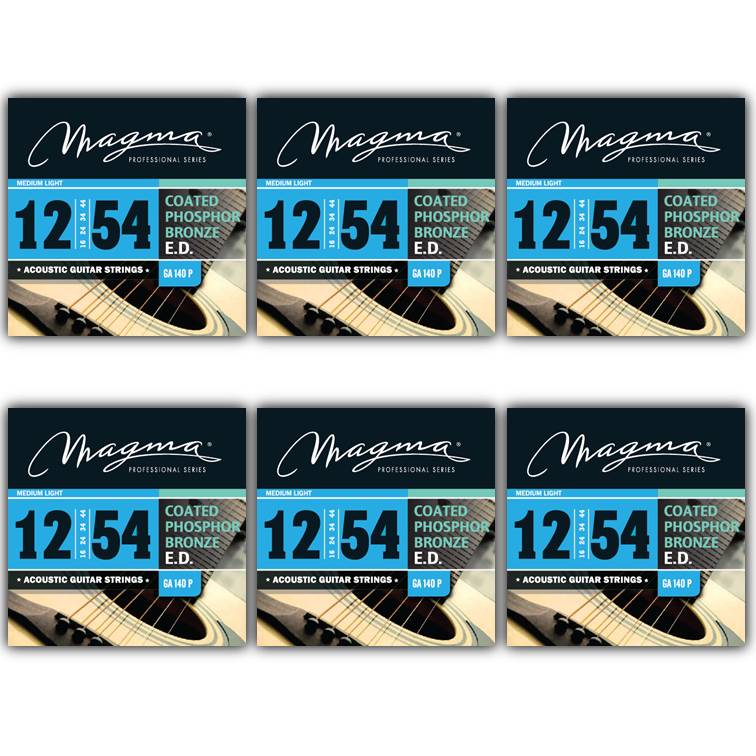 [GA140P-6] Set Cuerdas Guit Acustica Magma - Medium Light Cuerdas Guit Acustica COATED Phosphor Bronze Set .012" - .054" - 6 Set (GA140P-6)