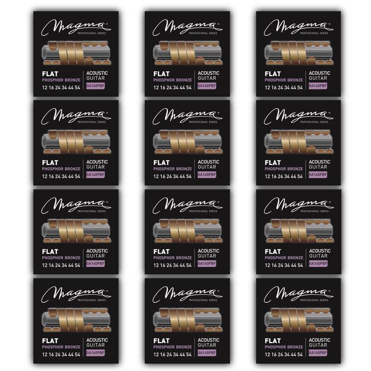 [GA140PBF-12] Set Cuerdas Guit Acustica Magma - Medium Light Cuerdas Guit Acustica FLAT Phosphor Bronze Set .012" - .054" - 12 Set (GA140PBF-12)