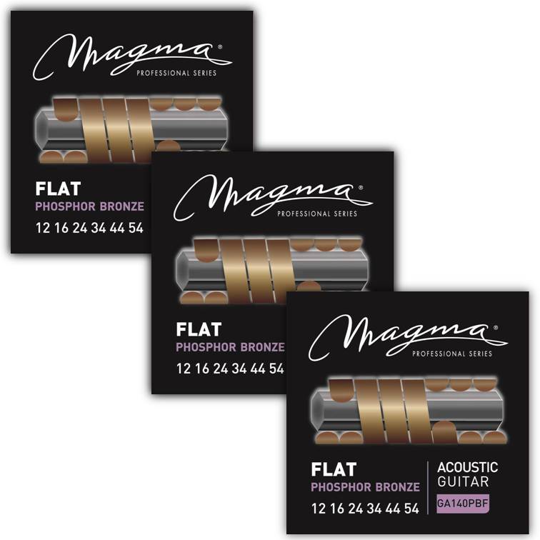 [GA140PBF-3] Set Cuerdas Guit Acustica Magma - Medium Light Cuerdas Guit Acustica FLAT Phosphor Bronze Set .012" - .054" - 3 Set (GA140PBF-3)