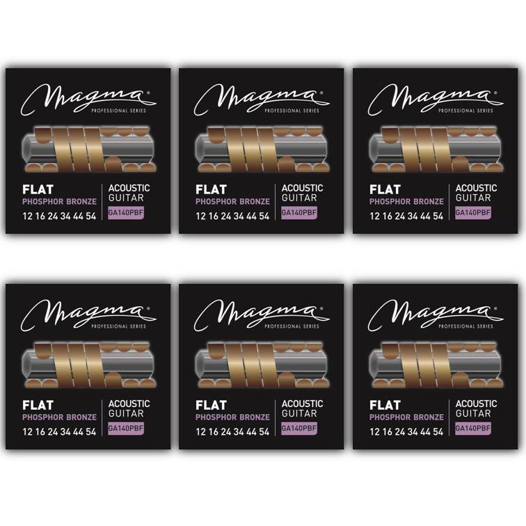 [GA140PBF-6] Set Cuerdas Guit Acustica Magma - Medium Light Cuerdas Guit Acustica FLAT Phosphor Bronze Set .012" - .054" - 6 Set (GA140PBF-6)