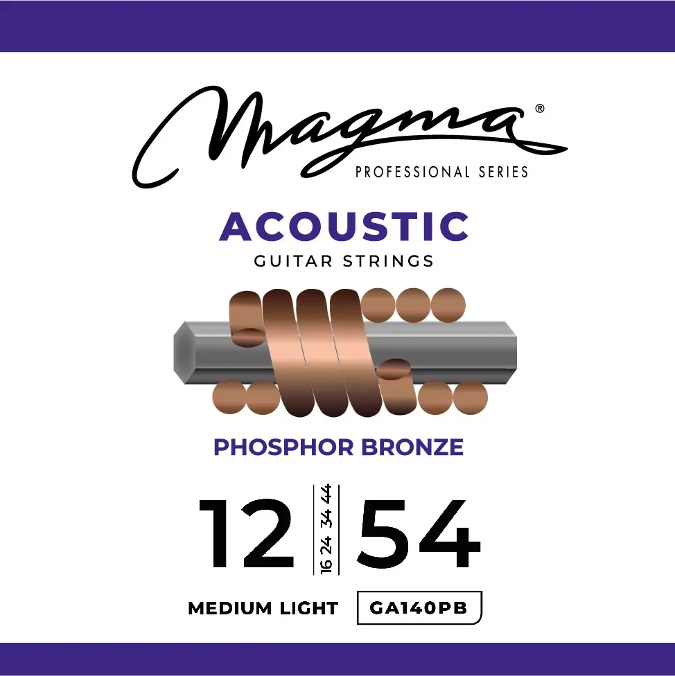 [GA140PB] Set Cuerdas Guit Acustica Magma - Medium Light Cuerdas Guit Acustica Phosphor Bronze Set .012" - .054" - 1 Set (GA140PB)