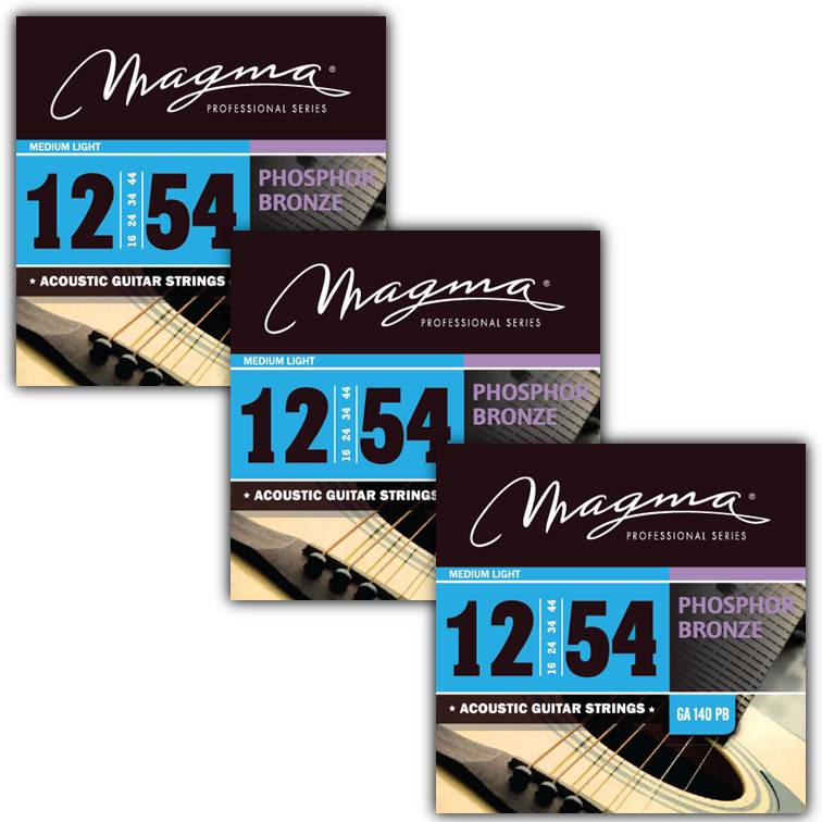 [GA140PB-3] Set Cuerdas Guit Acustica Magma - Medium Light Cuerdas Guit Acustica Phosphor Bronze Set .012" - .054" - 3 Set (GA140PB-3)