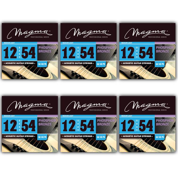[GA140PB-6] Set Cuerdas Guit Acustica Magma - Medium Light Cuerdas Guit Acustica Phosphor Bronze Set .012" - .054" - 6 Set (GA140PB-6)