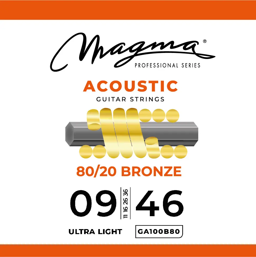 [GA100B80] Set Cuerdas Guit Acustica Magma - Ultra Light Cuerdas Guit Acustica Bronce 80/20 Set .009" - .046" - 1 Set (GA100B80)