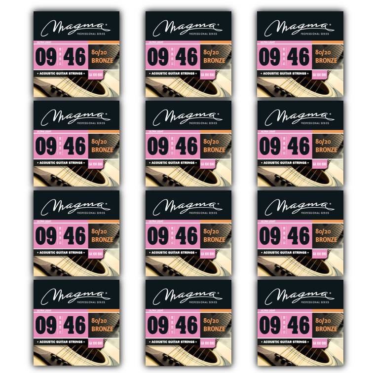 [GA100B80-12] Set Cuerdas Guit Acustica Magma - Ultra Light Cuerdas Guit Acustica Bronce 80/20 Set .009" - .046" - 12 Set (GA100B80-12)