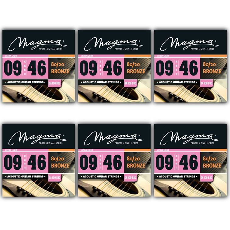 [GA100B80-6] Set Cuerdas Guit Acustica Magma - Ultra Light Cuerdas Guit Acustica Bronce 80/20 Set .009" - .046" - 6 Set (GA100B80-6)