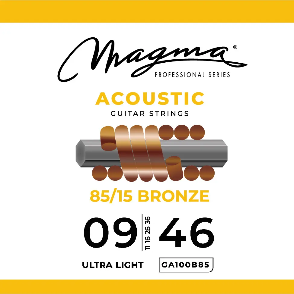 [GA100B85] Set Cuerdas Guit Acustica Magma - Ultra Light Cuerdas Guit Acustica Bronce 85/15 Set .009" - .046" - 1 Set (GA100B85)