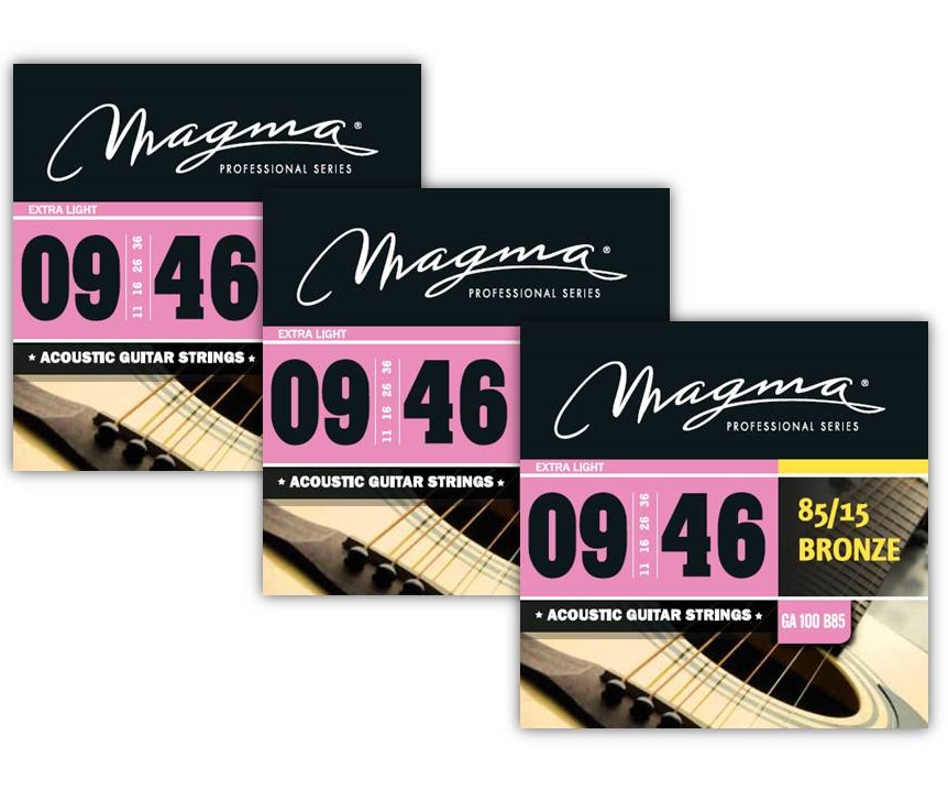 [GA100B85-3] Set Cuerdas Guit Acustica Magma - Ultra Light Cuerdas Guit Acustica Bronce 85/15 Set .009" - .046" - 3 Set (GA100B85-3)