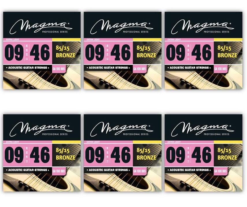 [GA100B85-6] Set Cuerdas Guit Acustica Magma - Ultra Light Cuerdas Guit Acustica Bronce 85/15 Set .009" - .046" - 6 Set (GA100B85-6)