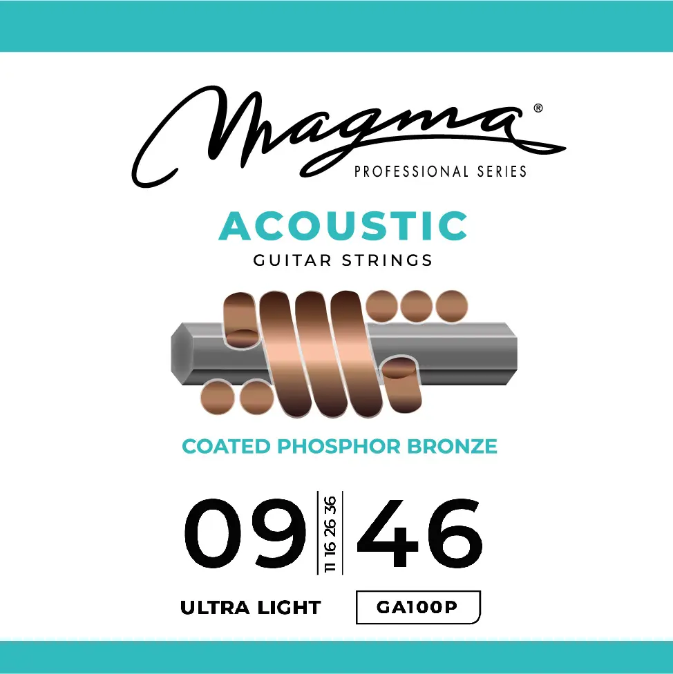 [GA100P] Set Cuerdas Guit Acustica Magma - Ultra Light Cuerdas Guit Acustica COATED Phosphor Bronze Set .009" - .046" - 1 Set (GA100P)
