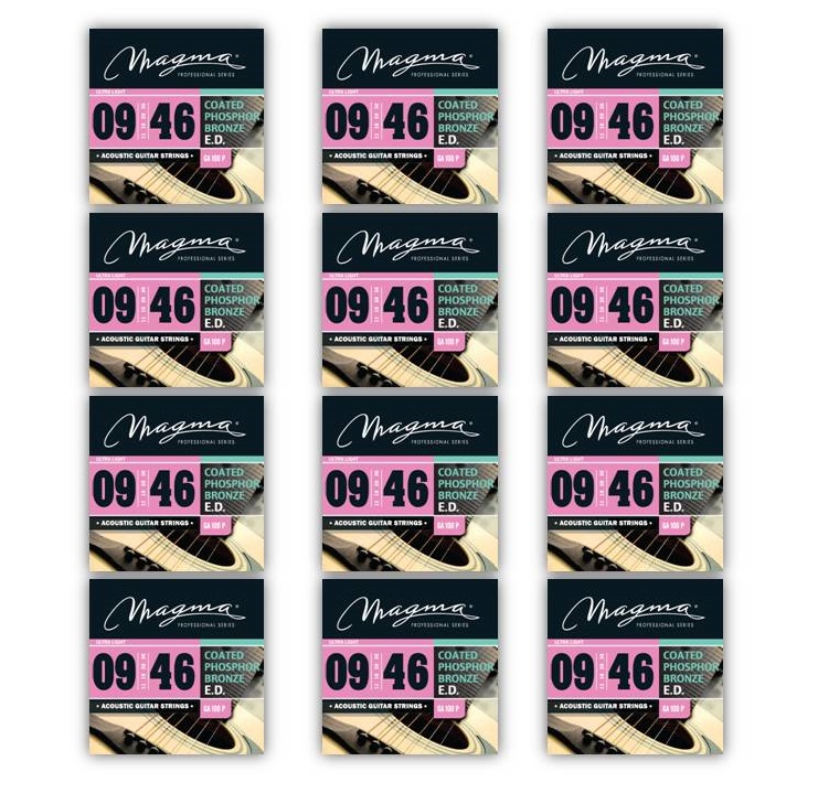 [GA100P-12] Set Cuerdas Guit Acustica Magma - Ultra Light Cuerdas Guit Acustica COATED Phosphor Bronze Set .009" - .046" - 12 Set (GA100P-12)