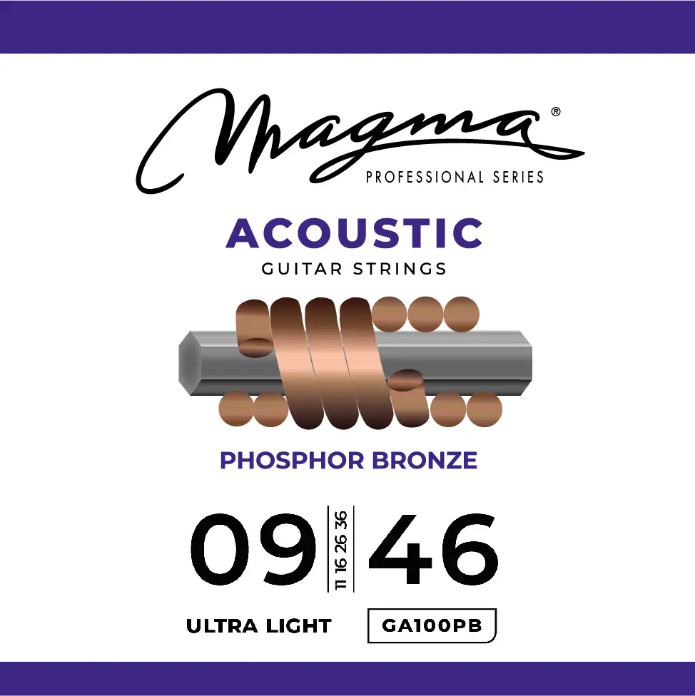 [GA100PB] Set Cuerdas Guit Acustica Magma - Ultra Light Cuerdas Guit Acustica Phosphor Bronze Set .009" - .046" - 1 Set (GA100PB)