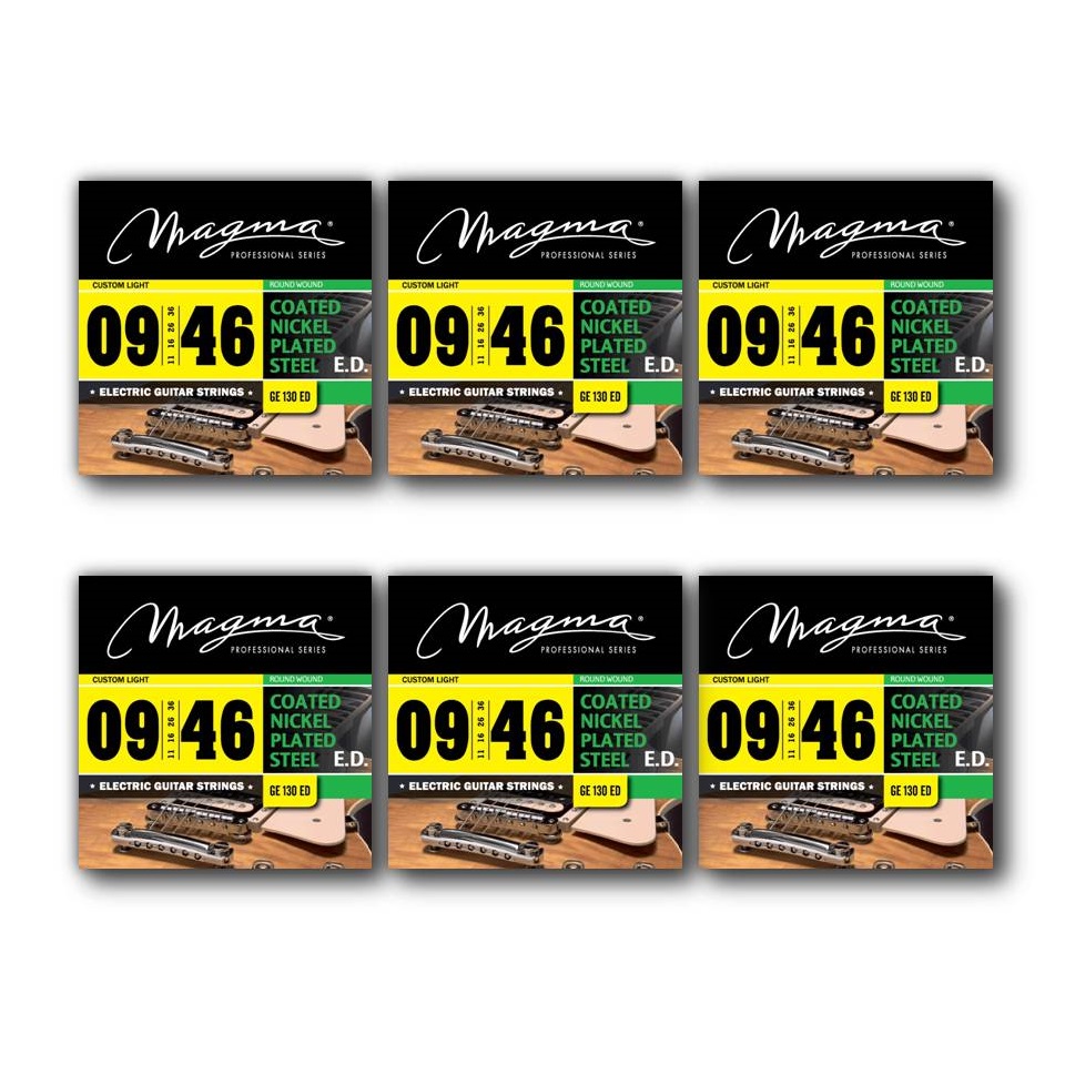 [GE130ED-6] Set Cuerdas Guit Electrica Magma - Custom Light COATED Nickel P/Steel Guit Electrica Set .009" - .046" - (GE130ED-6) - 6 Sets
